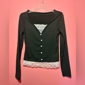 Chic Black and White Lace Bra